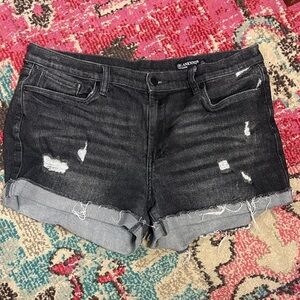Blank NYC Distressed Black Denim Shorts